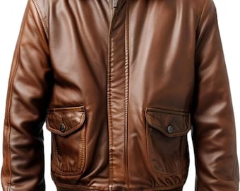 Men’s A-2 Aviator Bomber Jacket 90s Vintage Distressed Sheepskin Leather WWII Flight Jacket