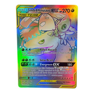Carta proxy personalizzata Celebi e Venusaur GX Rainbow – Tag Team Full Art Holo