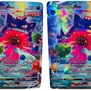 Jeu de cartes personnalisées Gengar VMAX (Gigantamax) – Paillettes et finition lisse