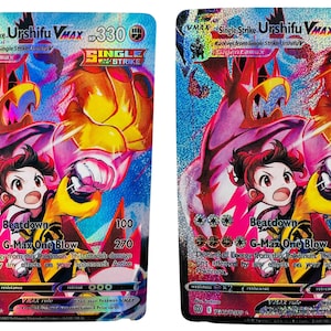 Custom Single Strike Urshifu VMAX Pokemon Karte Gigantamax mit Trainer - Glitzer & Glatte Oberfläche