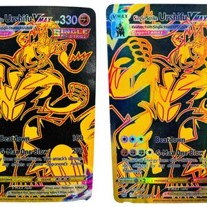 Custom Single Strike Urshifu Pokemon Karte Gigantamax VMAX Gold-Schwarz Kartenset - Glitzer & Glatte Oberfläche