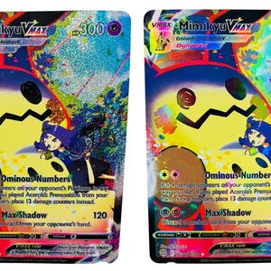 Juego de cartas personalizado Mimikyu VMAX: acabado brillante y suave