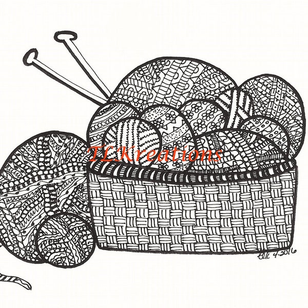 Yarn Basket Zentangle