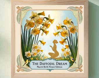 March Birth Flower Art: Vintage Daffodil Storybook Print (Digital Download)