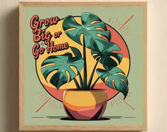 Impression de plante d'intérieur Monstera : art rétro pour amateurs de plantes (téléchargement numérique)