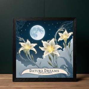 Poisonous Plant Art - Datura Dreams (or Nightmares?) | 12x12 Moonflower Art Print for Botanical Wall Decor - Printable Dark Botanical Art