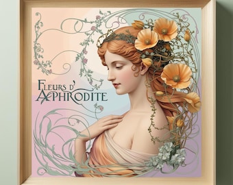 Art Nouveau Aphrodite Print: Floral Greek Goddess Mythology Decor (Digital Download)