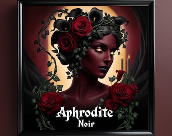 Aphrodite Noir Kunstdruck: Dunkle Gothic Blumengöttin (Digitaler Download)