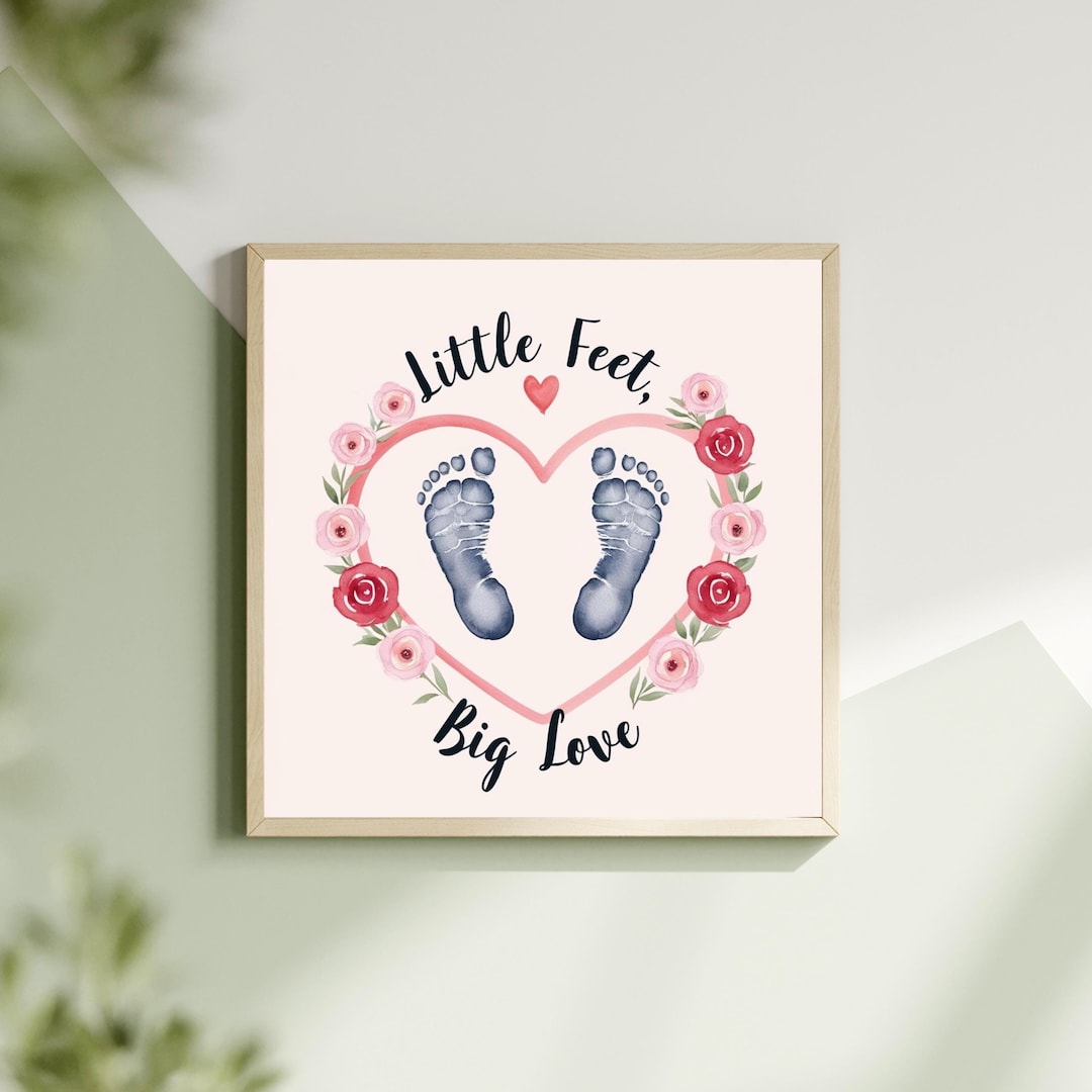 Baby Footprint Art: Watercolor Roses, 'little Feet Big Love' (digital ...