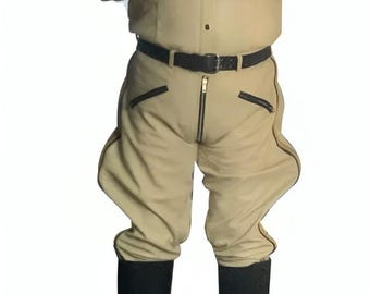 Men&#39;s Real Cow Leather Highway Police Uniform Breeches Cowhide Leather Pants and Shirt Military Uniform Pant Police Uniform - Special Gift