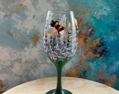 Hand Painted Lavender Wine Glass
