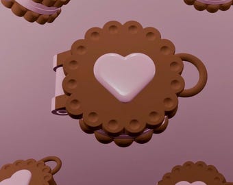 Adorabile portachiavi con specchietto compatto a forma di biscotto / Accessori stampati in 3D / Specchietto compatto