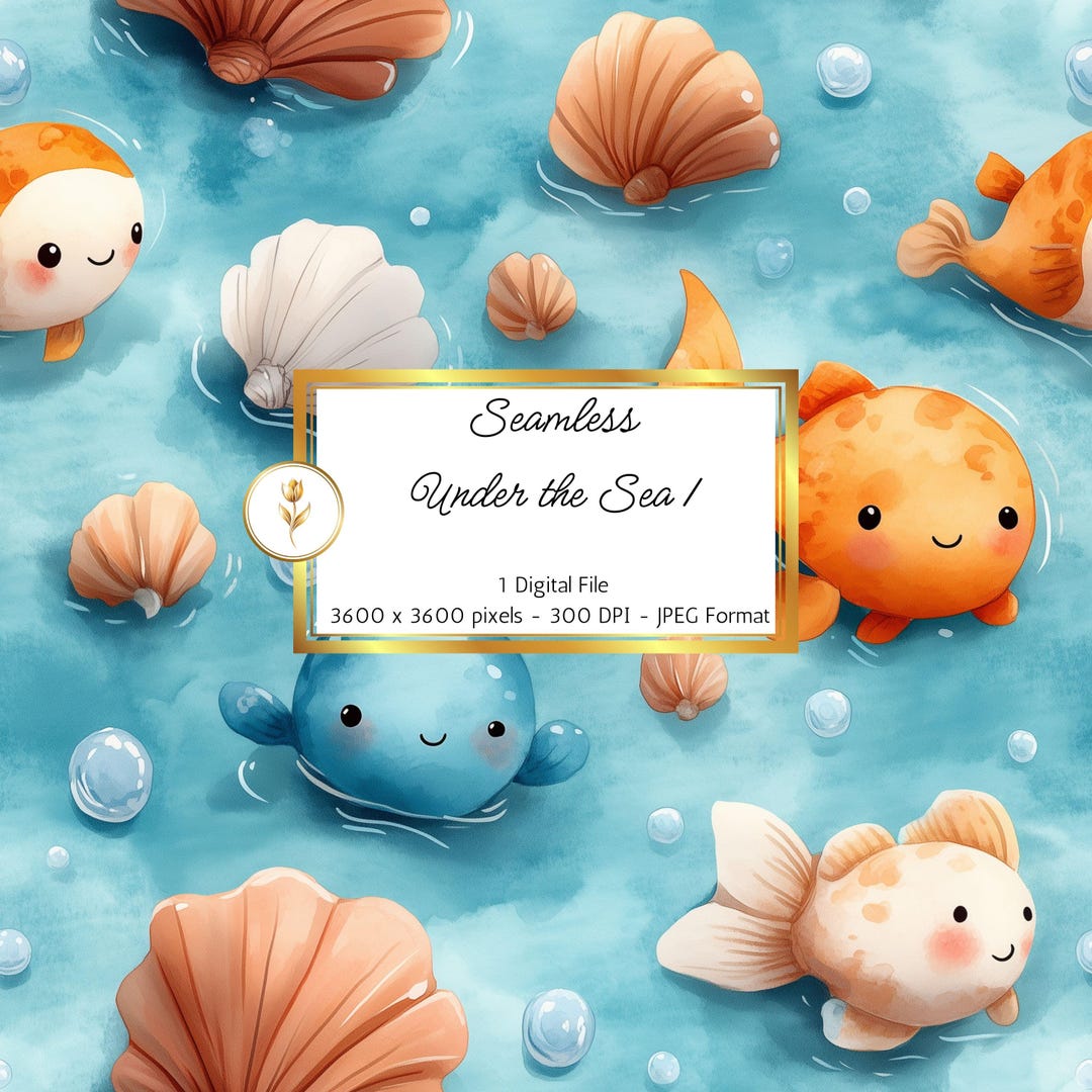 Under the Sea Digital Paper Seamless Pattern Repeating Ocean Background ...