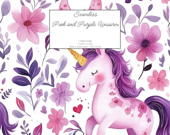 Unicorn Butterfly Seamless Pattern: Watercolor Scrapbook Paper (Digital)