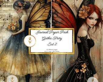 Pagine del diario Gothic Fairy Junk: fogli di collage grunge scuri (download digitale)