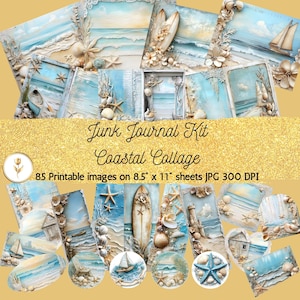 Coastal Junk Journal Kit | Journal Pages, Papers, Ephemera, Tags | Beach Printables | Sea Scrapbook Kit | Ocean Digital Download