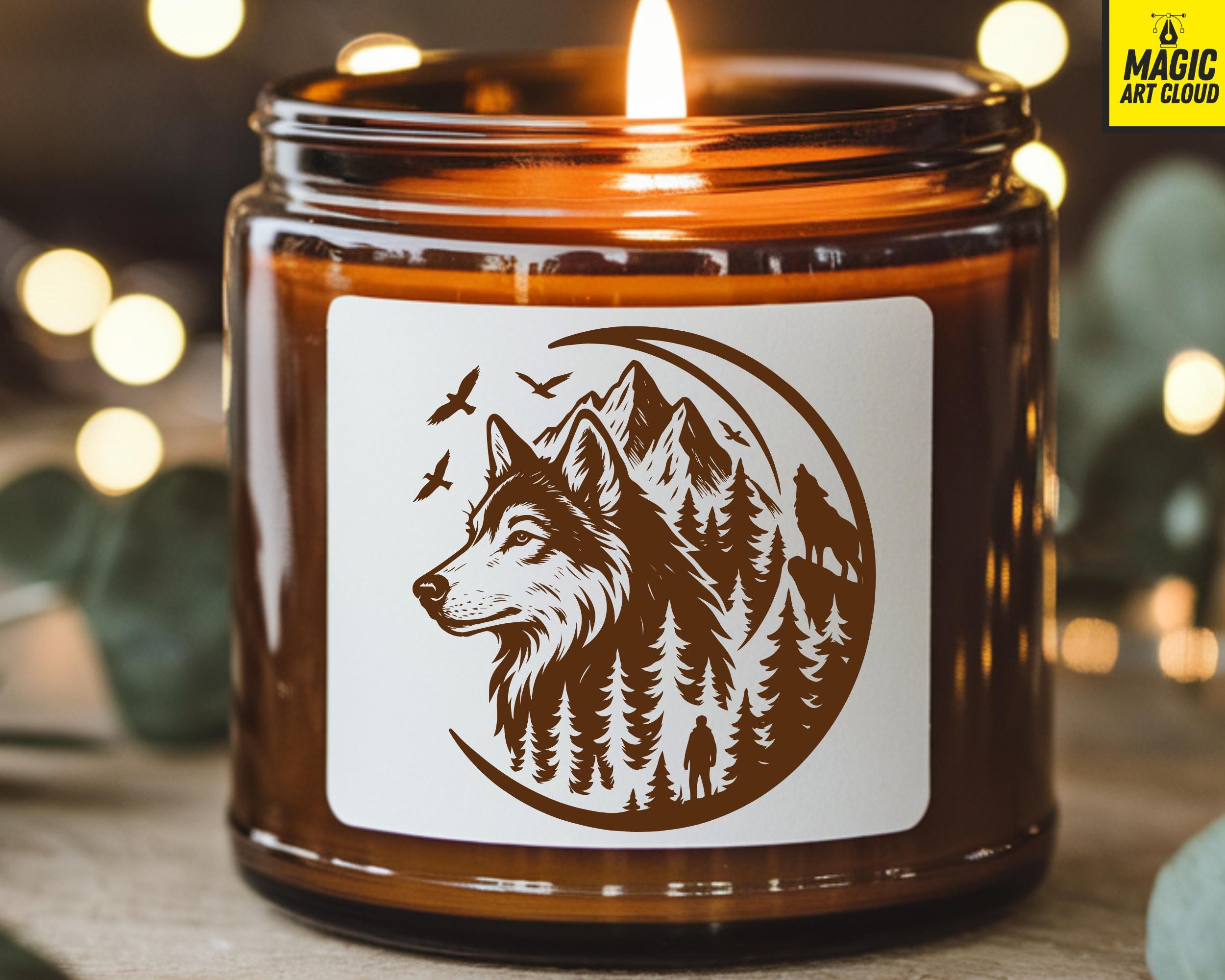 Timberwolf Dxf File Wolf Scene Svg, Howling Wolf Clipart, Mountain Scene Cut File, Forest ...