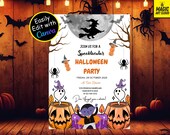 Editable Halloween Party Invitation, Spooky Pumpkin Theme, Spooky Party Invitation, Canva Template, Self Editable Template, Instant Download