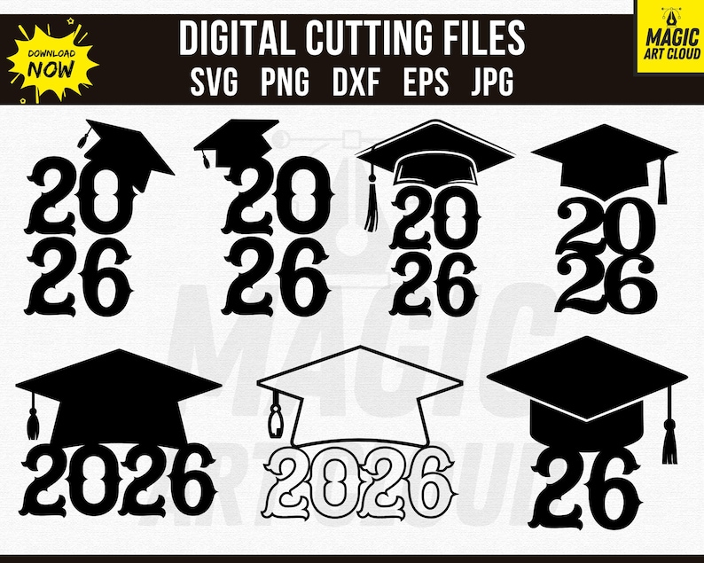 Casquette de remise des diplômes Svg, promotion de 2026, Svg de remise des diplômes Svg, remise des diplômes Svg, Svg senior 2026, Clipart de remise des diplômes, Svg de chapeau de remise des diplômes image 2