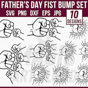 1-10 Father&#39;s Day Fist Bump Set SVG, Dad Fist Bump Svg, Baby Toddler Kid Dad Fist Bump SVG, Fathers Love Svg, Dad and Kid PNG, Father&#39;s Day