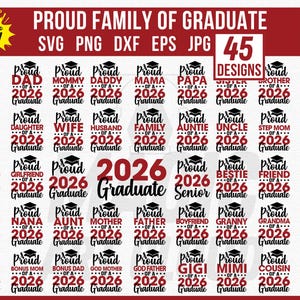 Proud Family of 2026 Graduate SVG Bundle, Proud Graduate Family PNG, Class of 2026 Svg, Graduation Family Svg, Senior Family Png, Cut Files