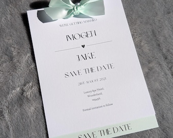 Minimalist Layered Elegant Save the Date Card - Personalised Wedding announcement cards