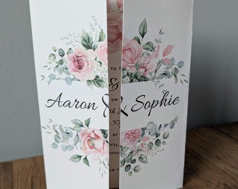 Luxurious Pink Rose gatefold wedding invitation