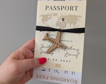 Passport & Boarding Pass Wedding Invitation and RSVP - Travel Theme