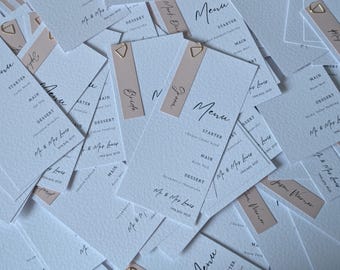 Personalised Wedding Menu Place Card: Minimalist Luxury Stationery