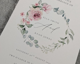 Personalised Floral Wedding Order of Service Programme