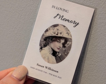 Laminated Personalised Memorial Card for loved ones, Lasting Tribute, Funeral Keepsake