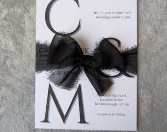 Monochrome Elegant Black + White wedding invitation set, choice of design.