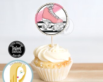 Printable Roller Skate Cupcake Toppers / Roller Skating Cupcake Toppers / Roller Skates Party Decoration Birthday Party Instant Download 026