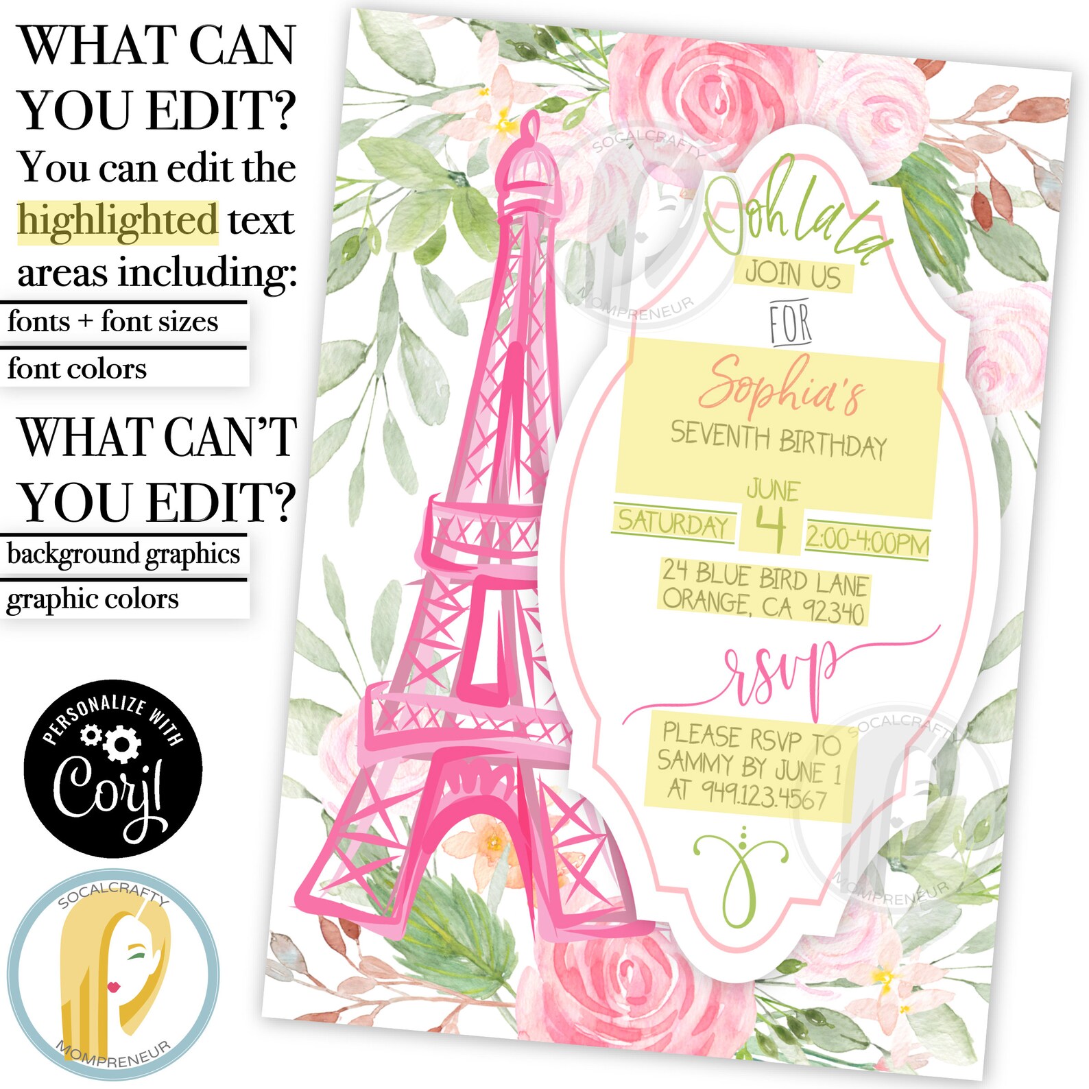 Eiffel Tower Birthday Party Invitation / Paris Invitation / - Etsy