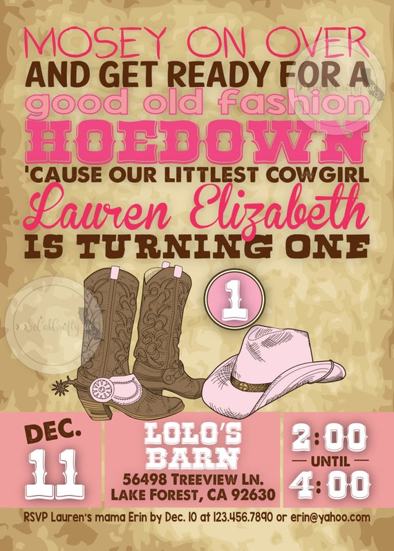 Cowgirl Birthday Party Invitation Horse Invitation Cowgirl Etsy