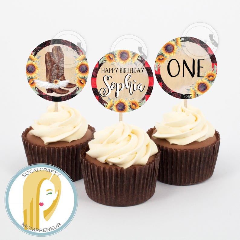 Cowgirl Birthday Party Cupcake Toppers Cowgirl Boots Cupcake Etsy