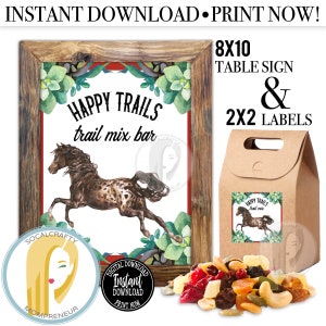 Printable Trail Mix Sign / Happy Trails Trail Mix Labels / Instant ...