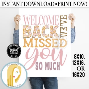 Printable Welcome Sign / Welcome Back We've Missed You Poster / Back To School Print / Store Re-Opening Customers Students Instant Download