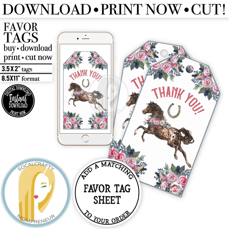 Printable Cowgirl Food Labels / Watercolor Horse Place Cards / - Etsy