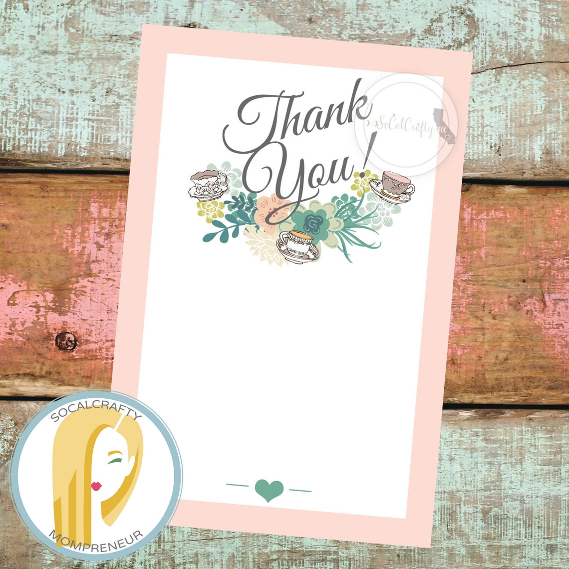 Printable Tea Party Thank You Card Bridal Tea Thank You Card Etsy UK
