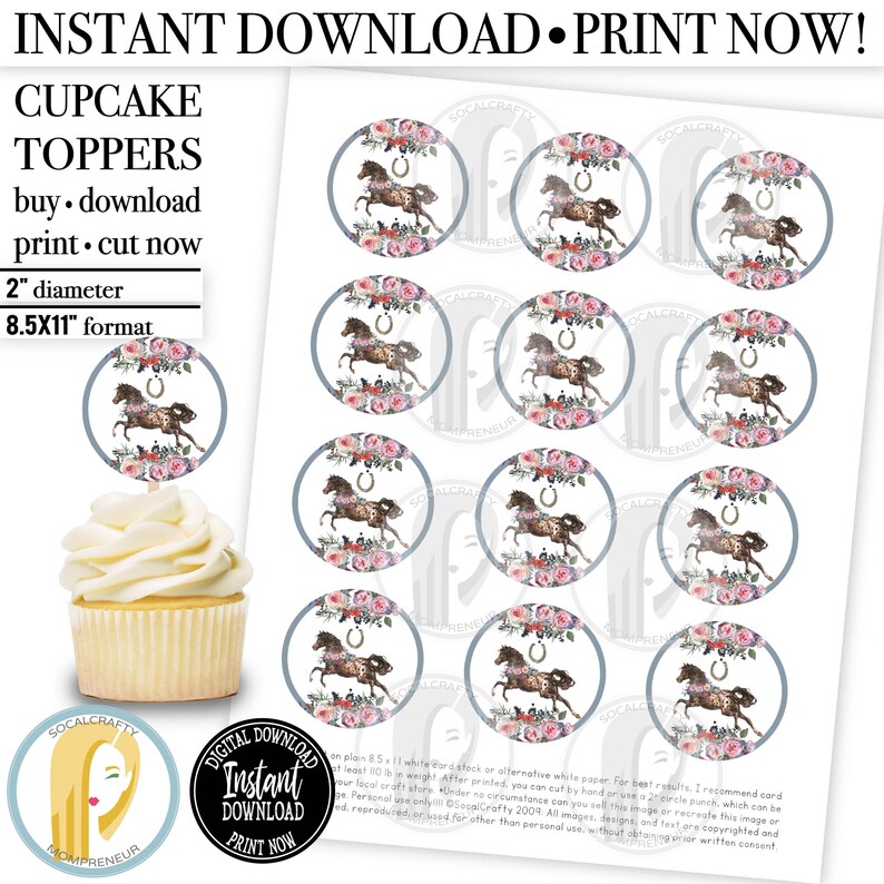 Printable Cowgirl Cupcake Toppers / Horse Cupcake Topper / - Etsy