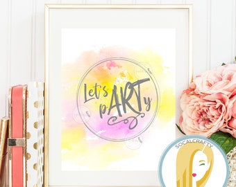 Art Birthday Party Poster, Painting Party Print, Modern Watercolor Wall Print, Printable Instant Download