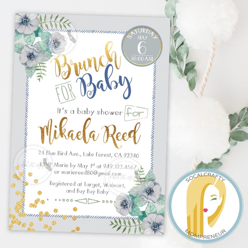 Baby Shower Brunch Invitation Baby Boy Watercolor Invite Etsy Baby Shower Brunch Invitation Baby Boy Watercolor Invite Etsy