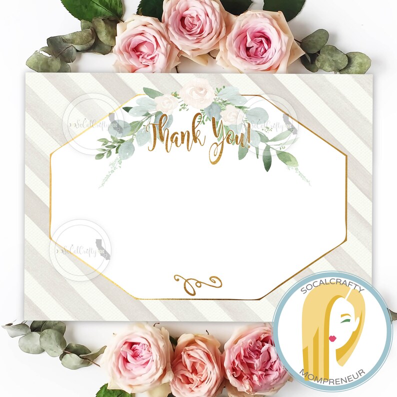 Printable Eucalyptus Thank You Card Eucalyptus Thank You Etsy