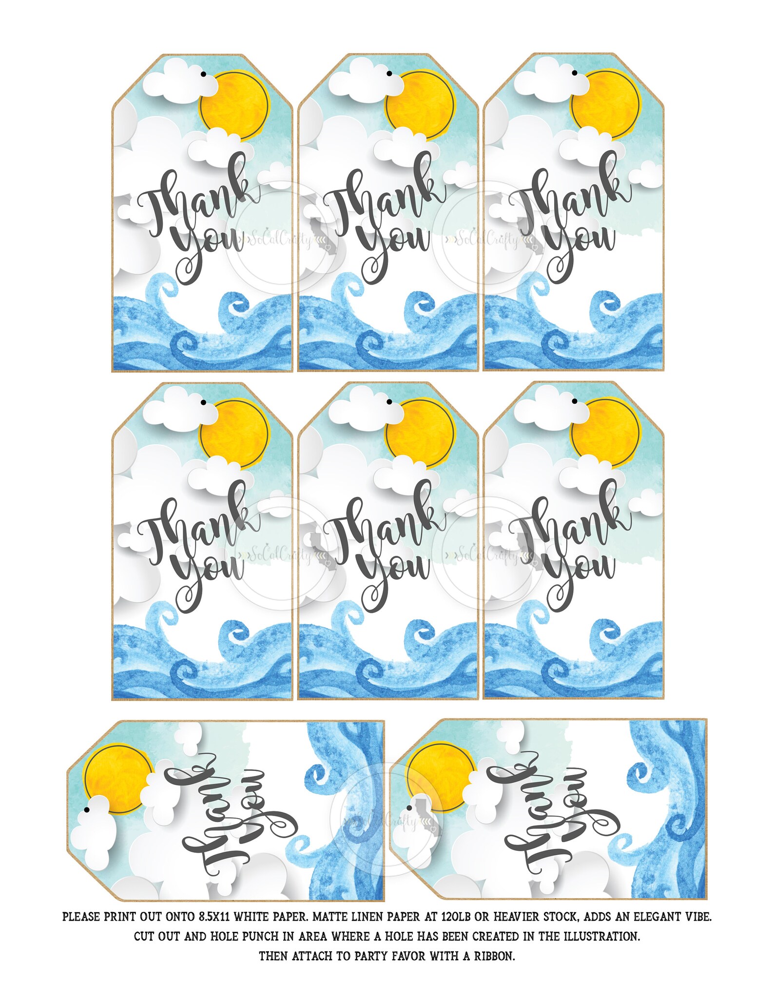 Printable Beach Party Favor Tags / Beach Favor Tag Instant | Etsy