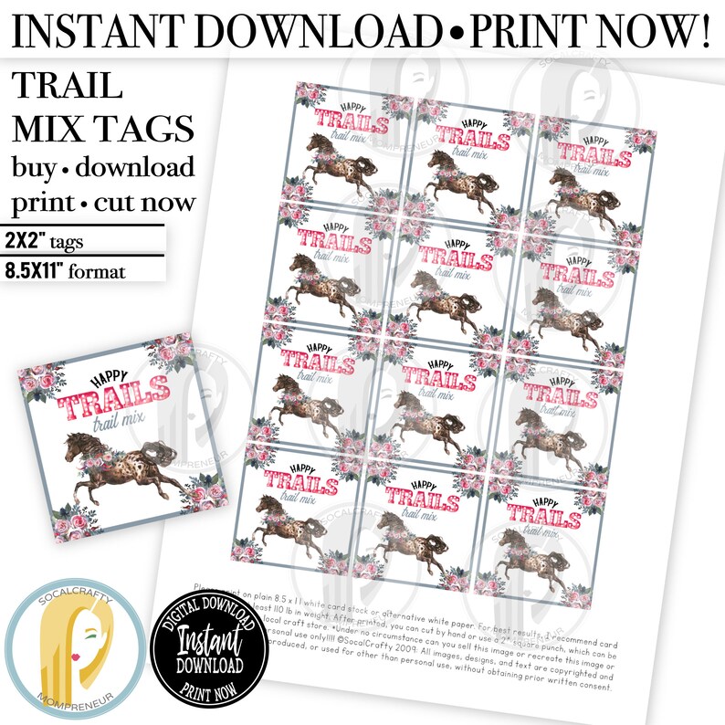 Printable Trail Mix Sign / Happy Trails Trail Mix Labels / - Etsy