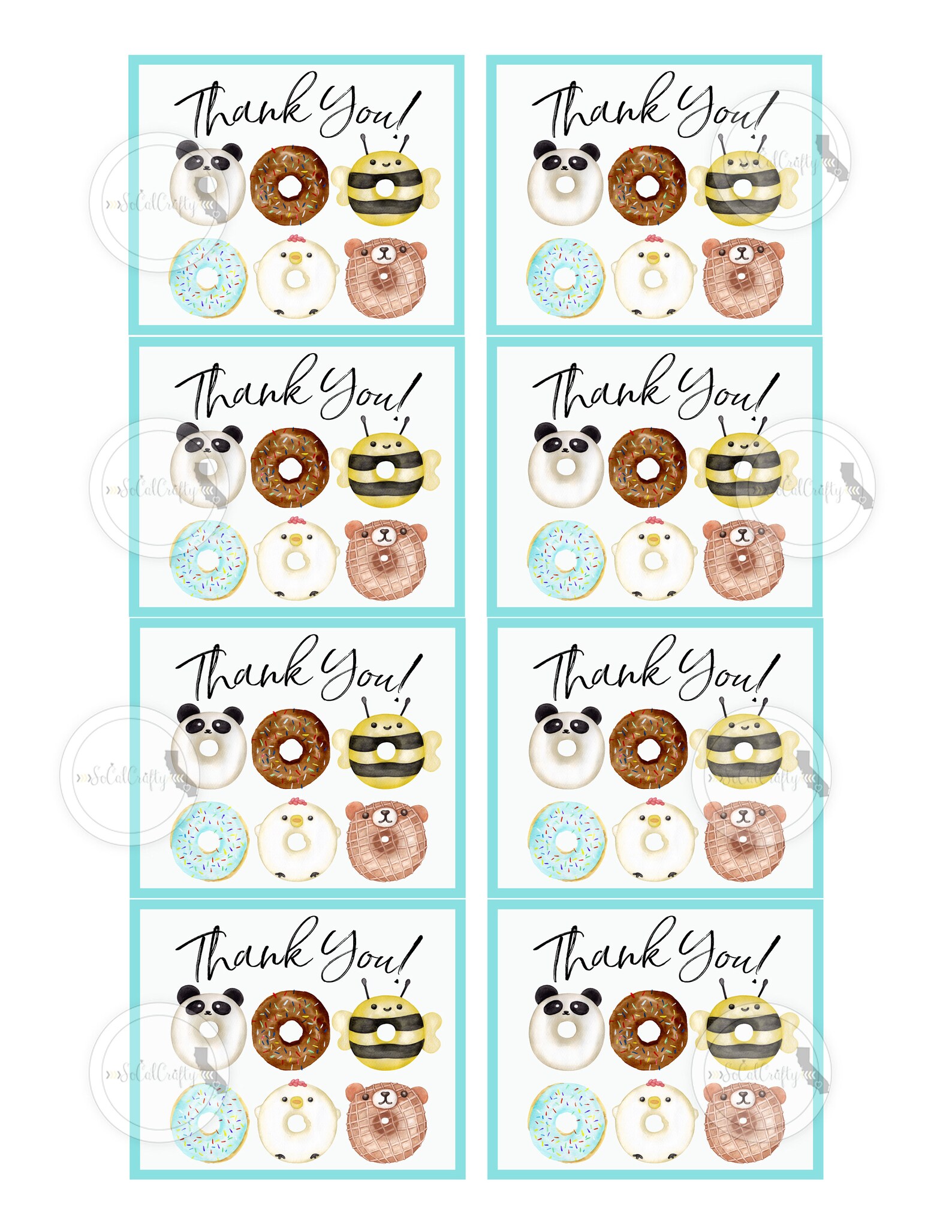 Animal Donuts Party Favor Tags Printable Donut Party | Etsy