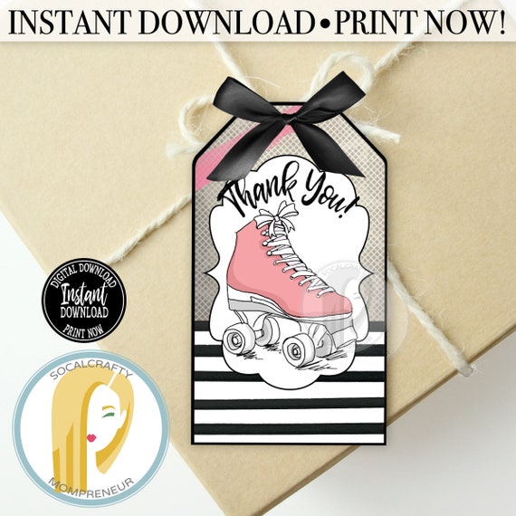 Printable Roller Skate Theme Party Favor Tags / Roller Skates 