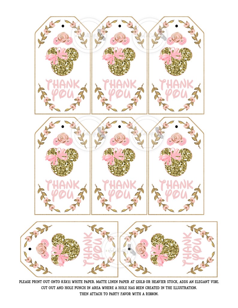 Printable Minnie Mouse Favor Tags / Minnie Party Favor Tag - Etsy