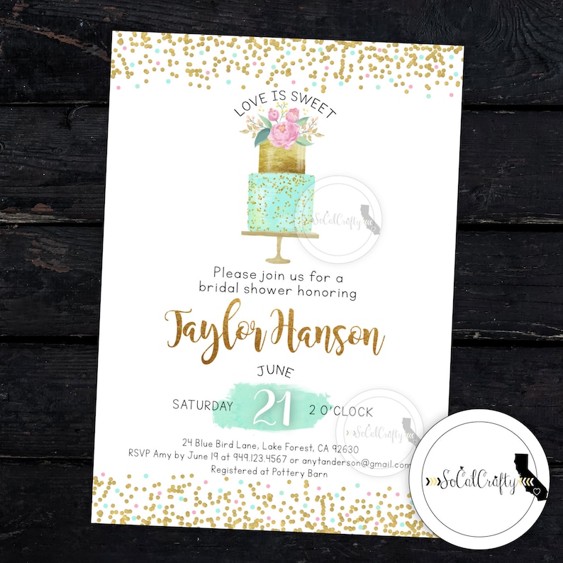 Love is Sweet Bridal Shower Invitation Wedding Cake Etsy
